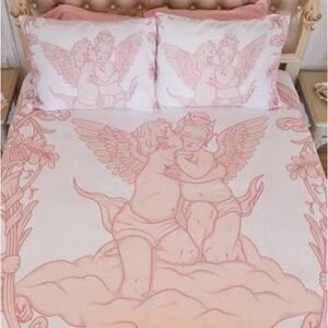 Dolls KillPink Cherub Print Bedding Set